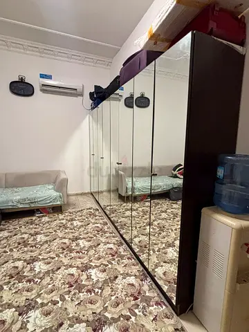 Large mirrored wardrobe with 8 doors — dark wood finish