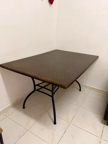 Wooden dining table with metal legs - sturdy rectangular table& chairs