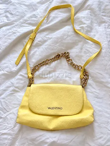 Valentino yellow leather crossbody bag with chain strap