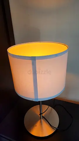 Table Lamps with White Fabric Shade & Silver Metal Base – Bedside Lamp
