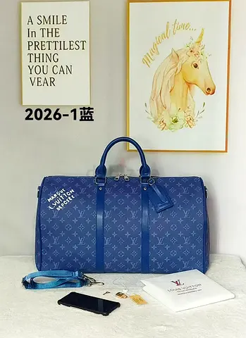Blue monogram travel duffel bag - Louis Vuitton style - master copy