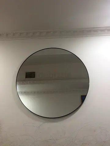 Round Wall Mirror with Thin Black Frame - 60cm