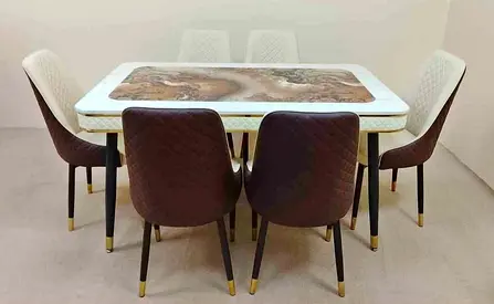 Brand new Heavy duty Top marble dinning Table with 6 Chairs Available
