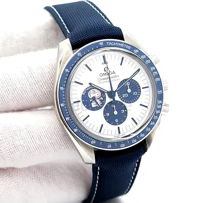 Mastercopy of Omega Speedmaster Chronograph Men's Watch - Blue/White Dial