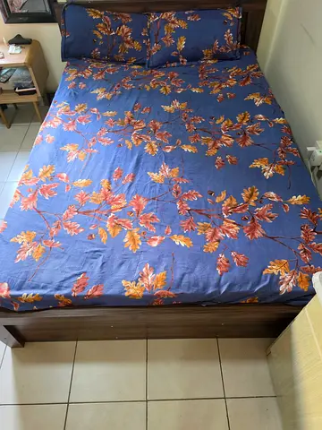Urgent - Wooden Queen Bed Frame with Headboard and Mattress - Good Condition, used for only 2 months