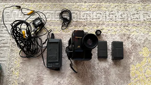 Panasonic Vintage VHS-C Camcorder with Charger, Batteries and Cables