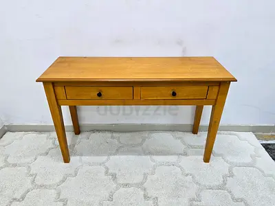 Solid Wood Console Table with Two Drawers - Light Oak Finish