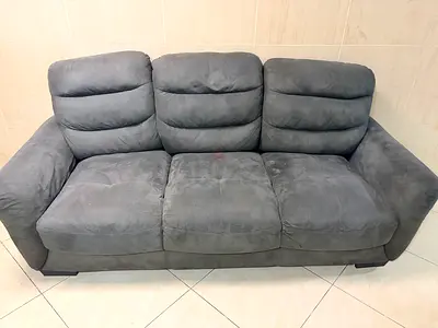 Grey 3-Seater Fabric Sofa in Good Condition