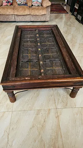 Antique Carved Wooden Door / Low Table — Solid Rustic Vintage Piece size 181×101×44 cm