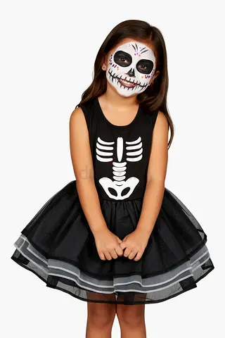 UNUSED Girls' Skeleton Tutu Halloween Costume Dress - Size 11-12 Years