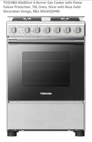 Toshiba 60x60cm 4-Burner Gas Cooker with 70L Oven - Stainless Steel - still in the box