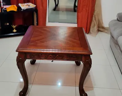 Solid Wood Carved Square Coffee/Side Table - Good Condition