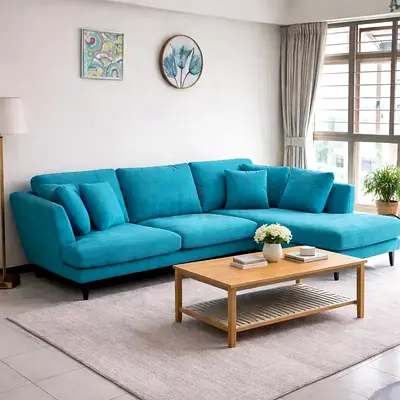 Turquoise L-shaped Modern Sofa with Chaise - Good quality