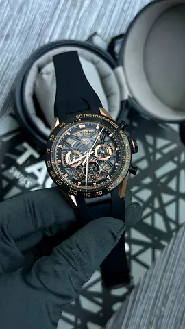 TAG Heuer style chronograph men's Master Quality watch with black rubber strap