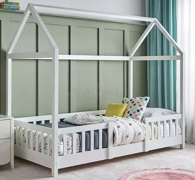 Home Center kids Hut Bed with Guard Rail - 90x190 cm+ water resistance mattress
