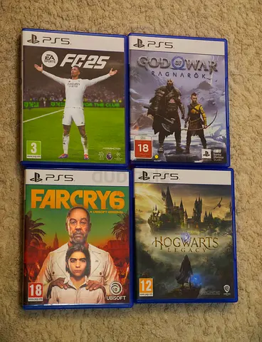 All for 200 fixed price Set of 4 PS5 Games: FC 25, $%& of War Ragnarok, Far Cry 6, Hogwarts Legacy