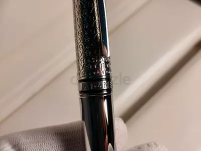Aigner Silver & Black Logo Top Engraved Body Pen