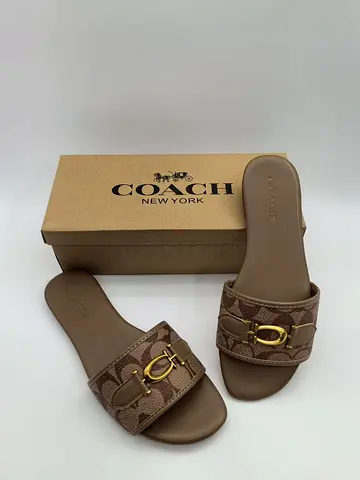 Coach Brown Signature Slide Sandals - Size 36-42