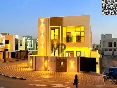 فيلا كورنر فاخرة للبيع في العامرة – عجمان، زاوية شارعين بتصميم مودرن راقٍ وموقع استراتيجي بالقرب من شارع الشيخ محمد بن زايد — فرصة مميزة للسكن والا