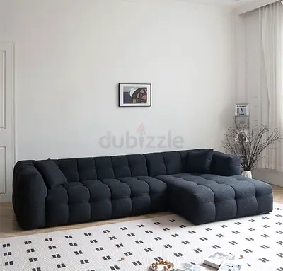New Customise Low-profile tufted L-shaped sectional sofa in dark grey (left chaise)