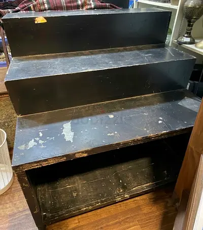 Black display shelf / multi-level storage unit 90cm height