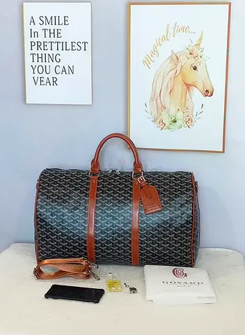 Goyard-style Travel Duffel Bag with Shoulder Strap - master copy