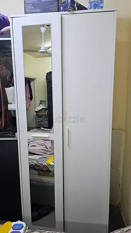 Used dark wood 2-door wardrobe with drawer - fair condition