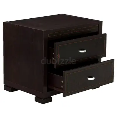 Home Centre Dark Wood 2-Drawer Bedside Nightstand - Mint Condition