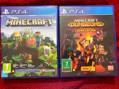 PS4 Minecraft + Minecraft Dungeons (Hero Edition) — 2 Games, Good Condition