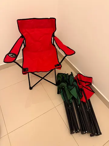 4x Foldable Camping/Outdoor Chair with Cup Holder - Red & Green