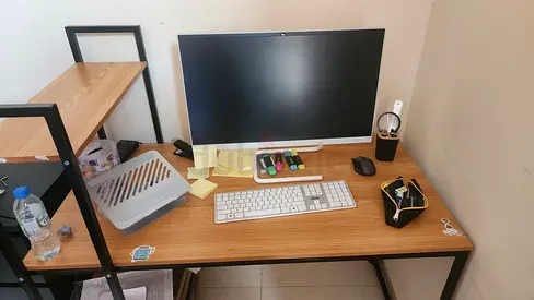 Computer Desk with Side Shelves – Wood-Effect Office & Study Table