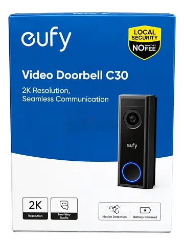 Eufy Video Doorbell C30 - 2K Resolution, Battery Powered (New in Box)
