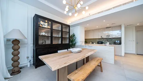Solid Wood Live-Edge Dining Table with Bench - Natural Finish