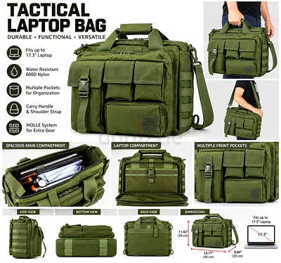 Brand New GES Laptop Bag - Olive Green and Multiple Pockets