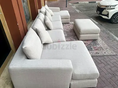 High Top Quality Marina Home Feather filled Corner U Shape Sofa with footstools
