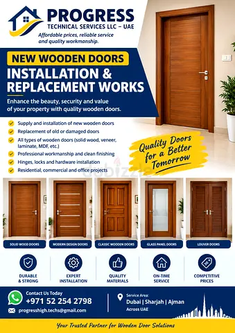 New Wooden Doors Installation & Replacement Works – Affordable Prices! At UAE
