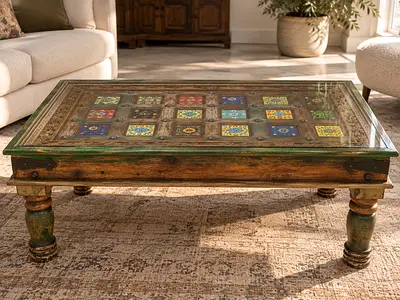 Handcrafted Vintage Wooden Coffee Table