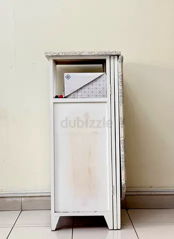 Compact white ironstand bedside cabinet with foldable ironing board