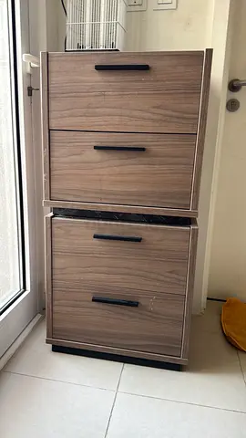 Compact 2-Drawer bedside Cabinet - Light Walnut Finish