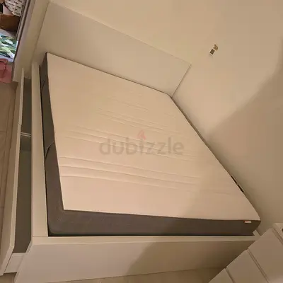 IKEA MALM double-Size Bed | 140 × 200 with 2 storage drawers and IKEA mattress