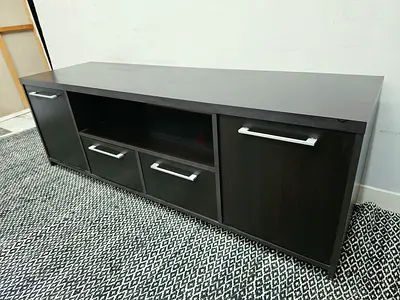 Black TV Stand / Entertainment Unit with Storage Drawers