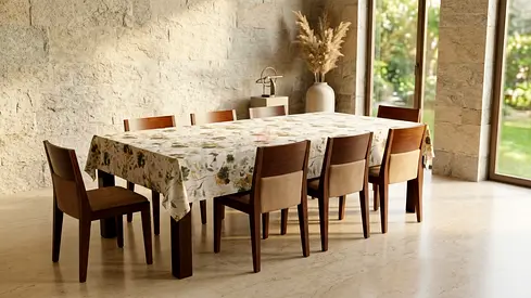 Solid Wood 8-Seater Dining Table with Chairs - Modern Design