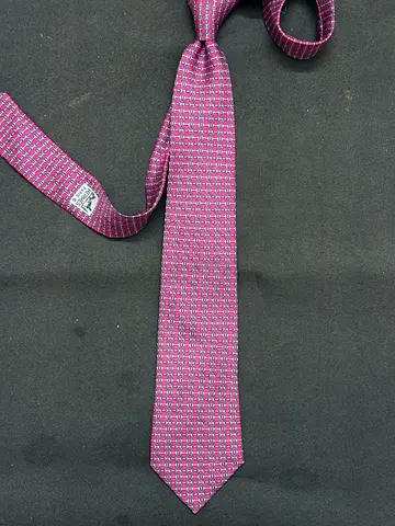 Hermes Men's purple patterned silk tie - classic formal tie