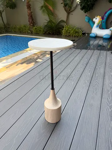 Modern slim outdoor ashtray stand with weighted base real marble