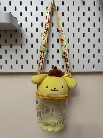 Official Sanrio Pompompurin Clear Cylinder Crossbody Ita-Bag / Plush Display Case