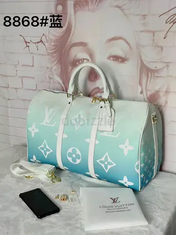 Louis Vuitton style gradient monogram duffel bag - mint/white