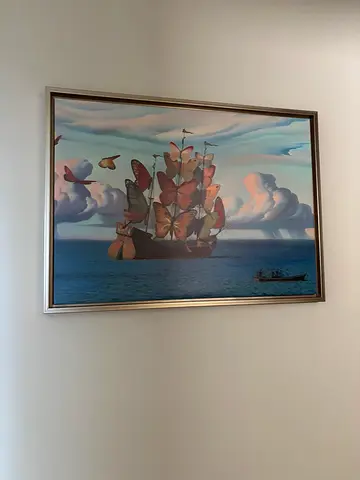Framed Seascape Painting with Butterflies — Large Wall Art and other painting . It’s print on canvas