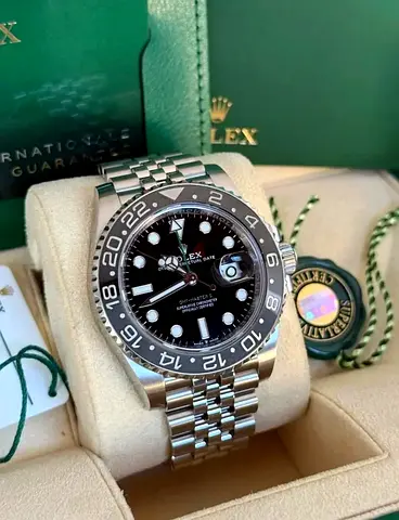 Mastercopy of Rolex GMT-Master II Jubilee Stainless Steel Black Dial (With Papers)