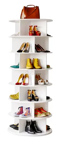 White 10-Tier Rotating Shoe Rack / Display Stand - Good Condition