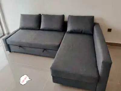 IKEA L Shape Sofa cum bed with big storage and you can fix the storage left or right anyside you wan